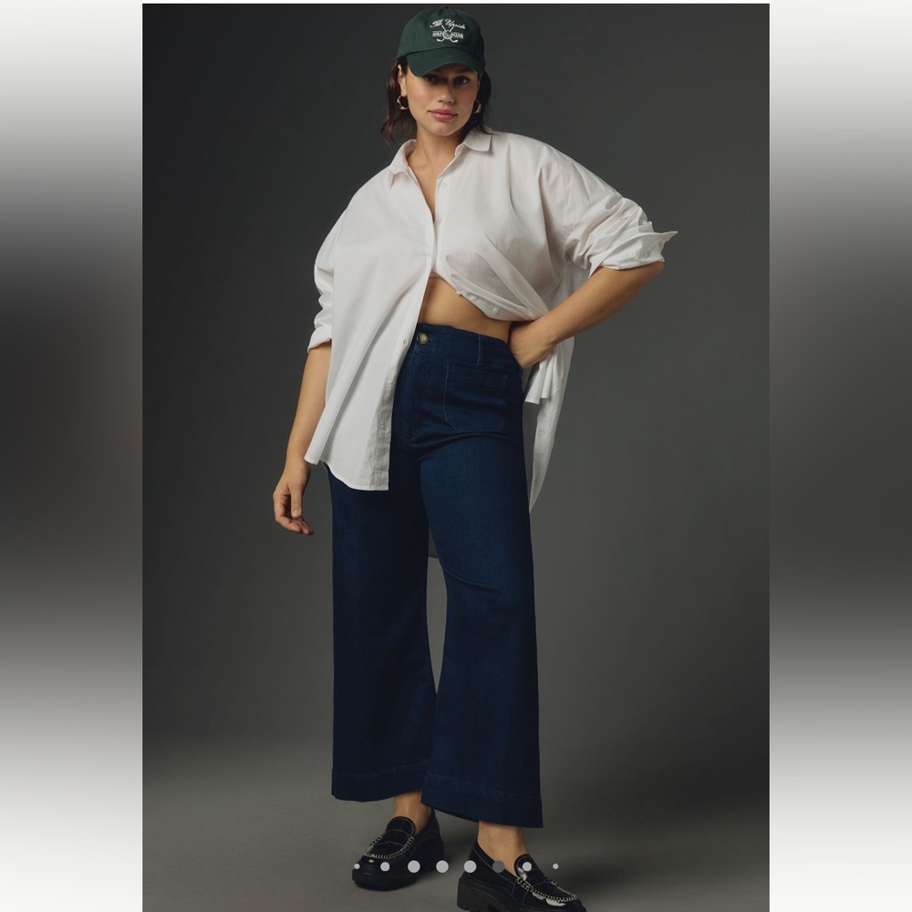 Anthropology Maeve Colette Cropped Wide leg Denim size 28